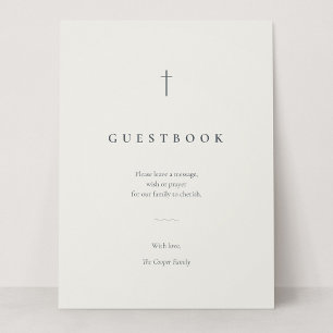 Gästebuch-Tischschild 'Grace Stone Minimal Cross'