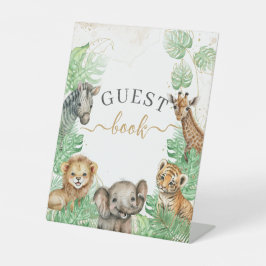 Gästebuch von Safari animal Tropical Baby Shower Sockelschild