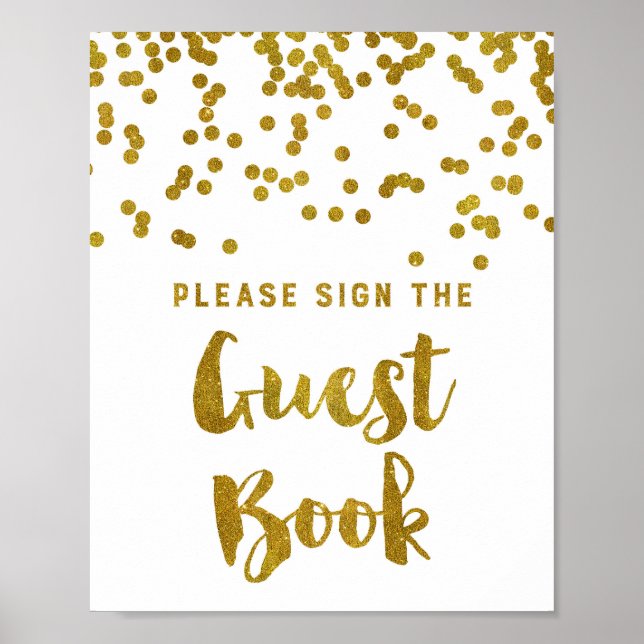 Gästebuch Wedding Sign Gold Confetti (Vorne)