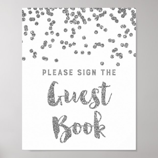 Gästebuch Wedding Sign Silver Confetti (Vorne)