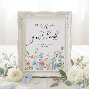Gästebuch-Wildblumen-Hochzeitsschild Poster