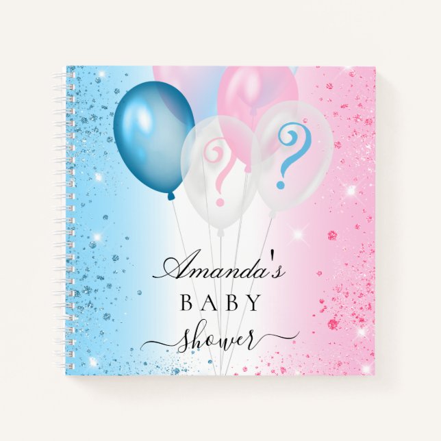 Gästebuch zeigt Babydusche blau pink Notizbuch (Vorderseite)
