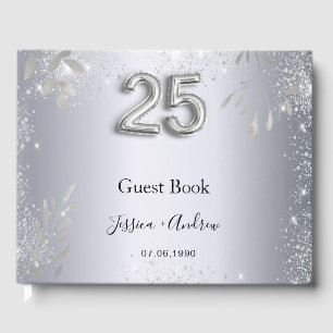 Gästebuch zur silbernen Hochzeit mit Silberfolie