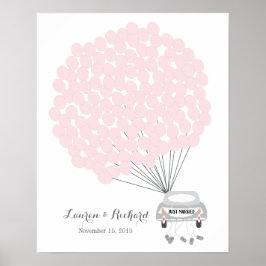 Gästebuchalternative mit rosa Ballons Poster