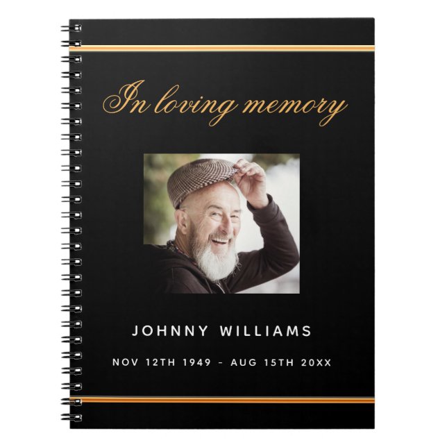 Gästebuchbeerdenkmal Schwarzes Foto Notizblock (Vorderseite)