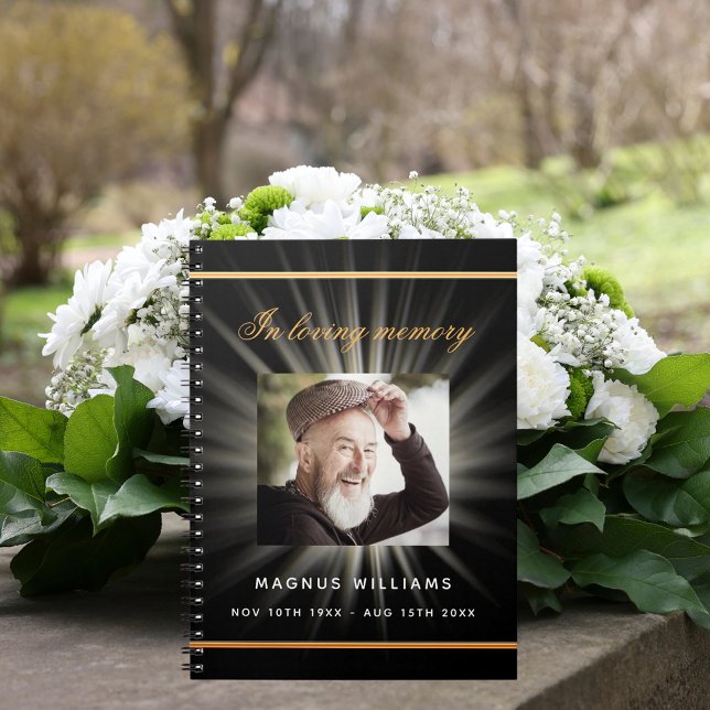 Gästebuchdenkmal-Beerdigung schwarzes Foto Notizblock (Von Creator hochgeladen)