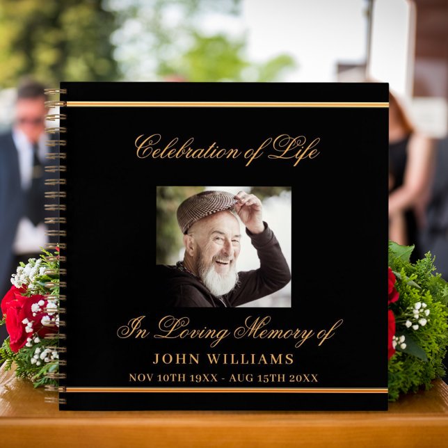 Gästebuchdenkmal-Beerdigung schwarzes Foto Notizbuch (Von Creator hochgeladen)