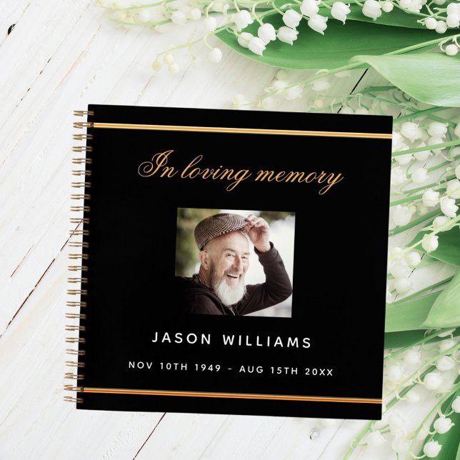 Gästebuchdenkmal-Beerdigung schwarzes Foto Notizbuch (Von Creator hochgeladen)