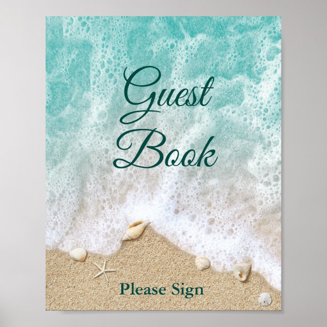 Gästebuchposter mit Strandwellen Poster (Vorne)
