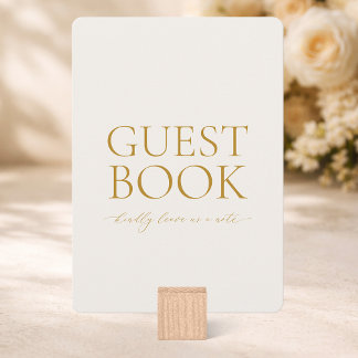 Gästebuchschild – Elegante goldene Hochzeitskarte Einladung