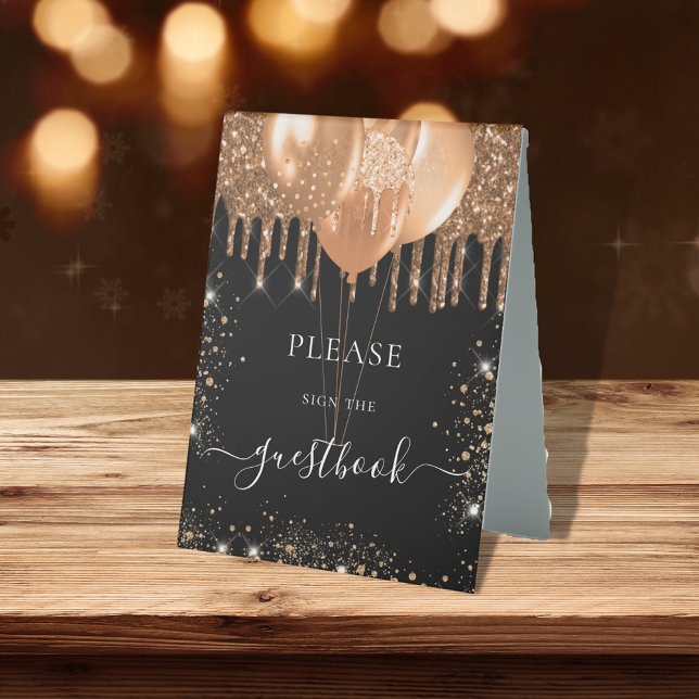 Gästebuchschild für Tropfen von Black Gold Tischaufsteller (Von Creator hochgeladen)