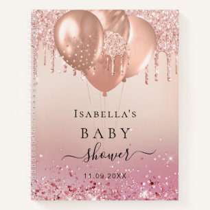 Gästebuchschuh Rose Gold Glitzer erröten Notizbuch