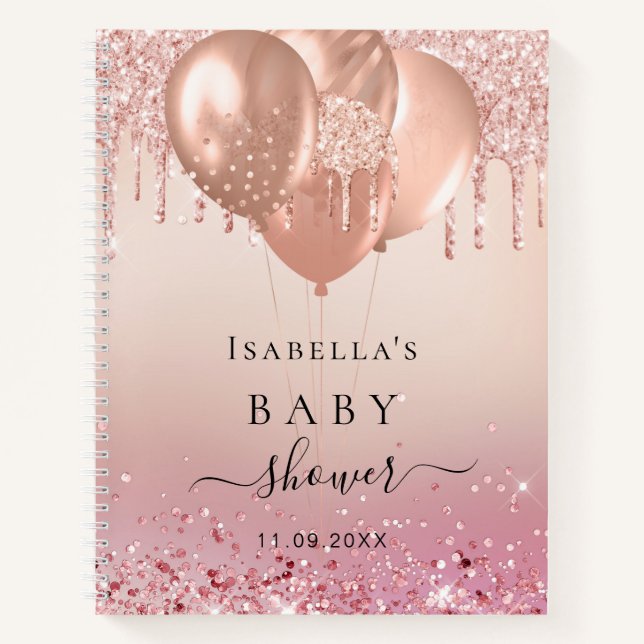 Gästebuchschuh Rose Gold Glitzer erröten Notizbuch (Vorderseite)