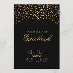Gästebuchsignatur - Stilvolle Gold Confetti Einladung