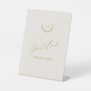 Gästebuchunterschrift für Gold und Creme Hütte Sockelschild