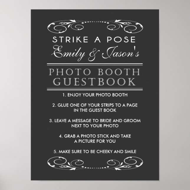 Gästebuchzeichen für das Wedding Foto Booth Poster (Vorne)