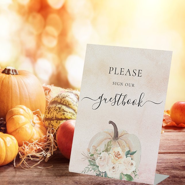 Gästebuchzeichen für Pumpkin Blume Hochzeit im Her Sockelschild (Von Creator hochgeladen)