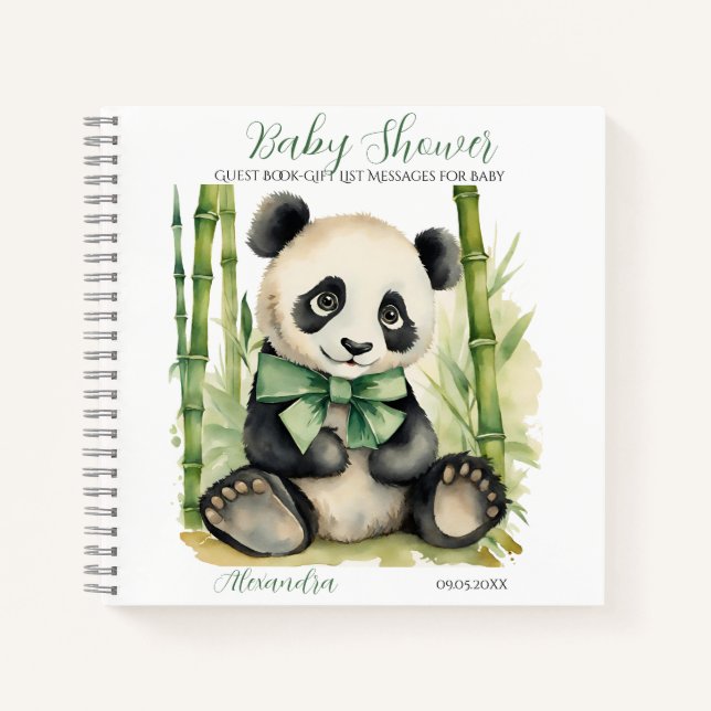Gästekarte Baby Panda Bear Unisex Baby Shower Notizbuch (Vorderseite)