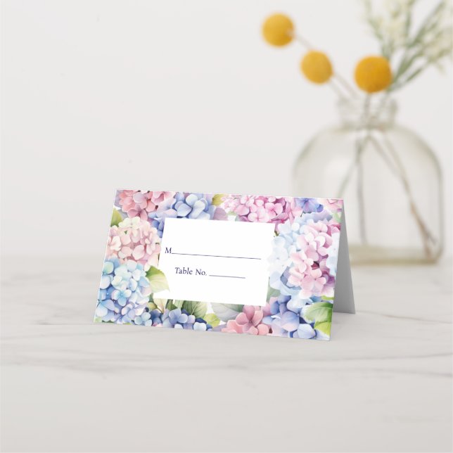 Gästekarte der Hydrangea-Platzkarte Nr. der Antwor Platzkarte (Vorderseite)