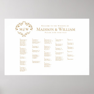 Gästekarte für Luxus-Hochzeiten-Wappen Monogram Poster