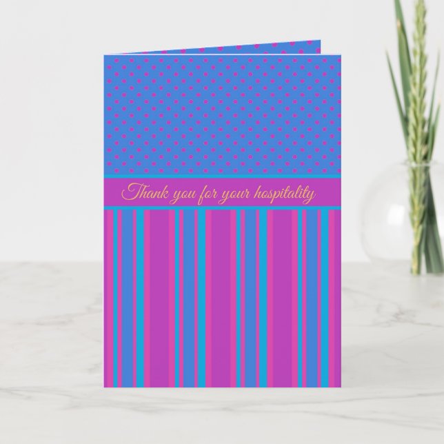 Gästekarte: Magenta und Blaue Muster Dankeskarte (Vorderseite)