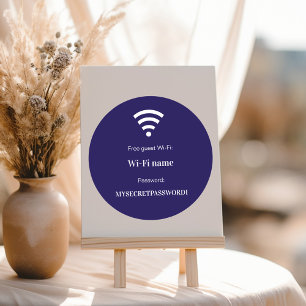 Gästekunden-WLAN-Netzwerkpasswort blau Runder Aufkleber
