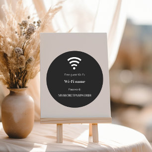 Gästekunden-WLAN-Netzwerkpasswort schwarz Runder Aufkleber