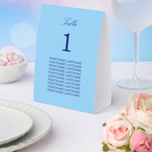 Gästename Kornblumenblau Papier-Tisch-Tent Tischaufsteller