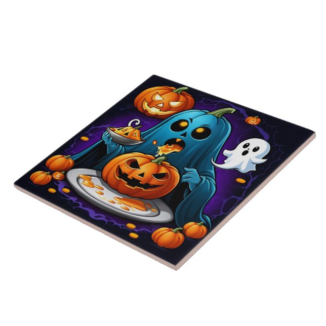 Gastgeber-Feste auf Kürbissen zu Halloween Fliese (Seite)
