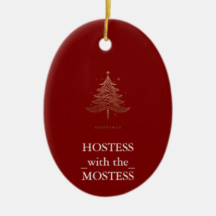 Gastgeberin mit der besten Weihnachts-Xmas-Keramik Keramik Ornament