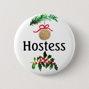 Gastgeberin Weihnachten Brautparty Geschenke Hochz Button