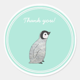 Gastgeschenk-Aufkleber-BabyPenguin danken Ihnen Runder Aufkleber