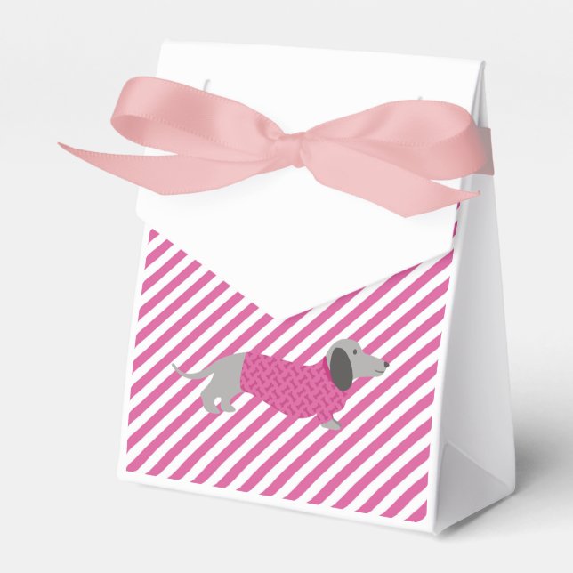 Gastgeschenk-Beutel aus rosa und weißgestrichenem  Geschenkschachtel (Vorderseite)