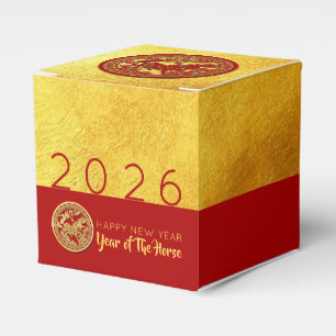 Gastgeschenk Box 2026: Red Gold Horse Geschenkschachtel