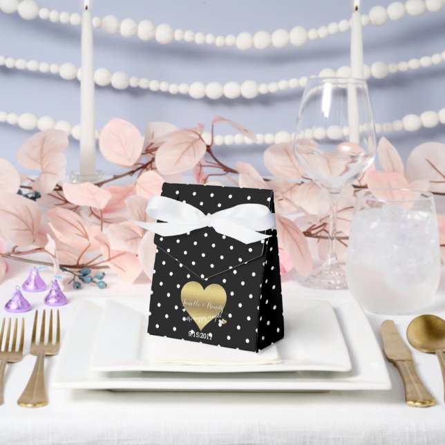 Gastgeschenk-Box für schwarze und goldene Herzklop Geschenkschachtel (Hochzeit)