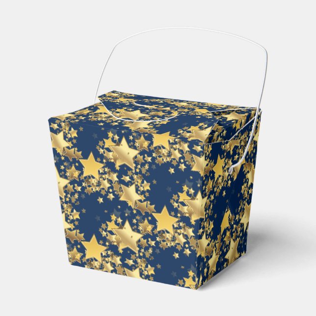 Gastgeschenk Box-Gold Stars Gefälligkeitsbox Geschenkschachtel (Vorderseite)
