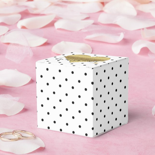 Gastgeschenk-Box mit weißen und goldenen Polka-Dos Geschenkschachtel (Hochzeit)