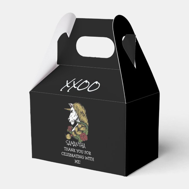 Gastgeschenk für das Schwarze Krieger-Einhorn Geschenkschachtel (Vorderseite)