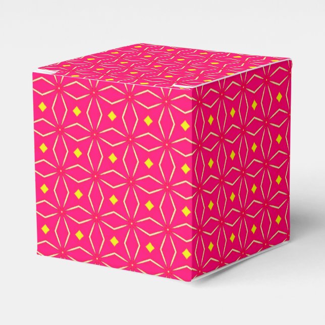 Gastgeschenk für geometrische, rosa und gelbe Druc Geschenkschachtel (Vorderseite)