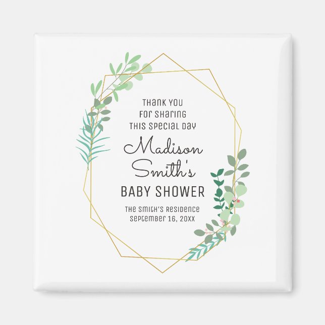 Gastgeschenk für geometrische und grüne Babydusche Magnet (Vorne)