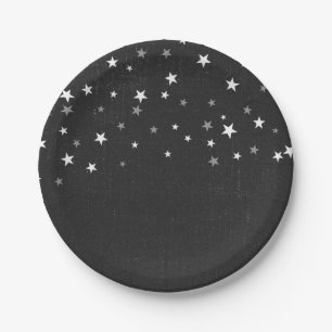 Gastgeschenk für verblichenes Black Denim Starry G Pappteller