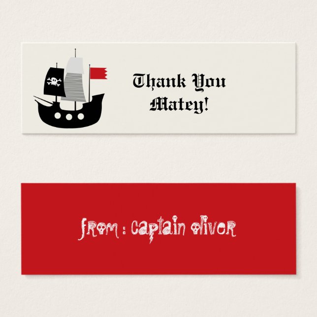 Gastgeschenk-Geschenkmarke für Pirate Ship Kinderg (Vorne & Hinten)