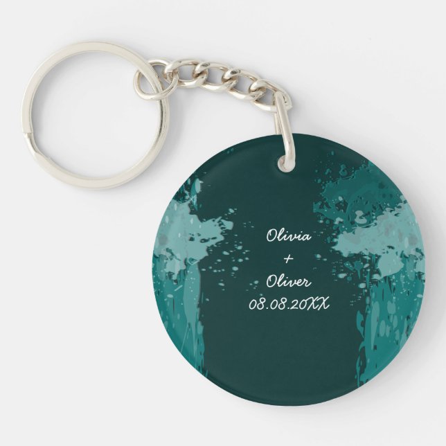 Gastgeschenk Hochzeit aquamariner grüner Schlüssel Schlüsselanhänger (Vorderseite)