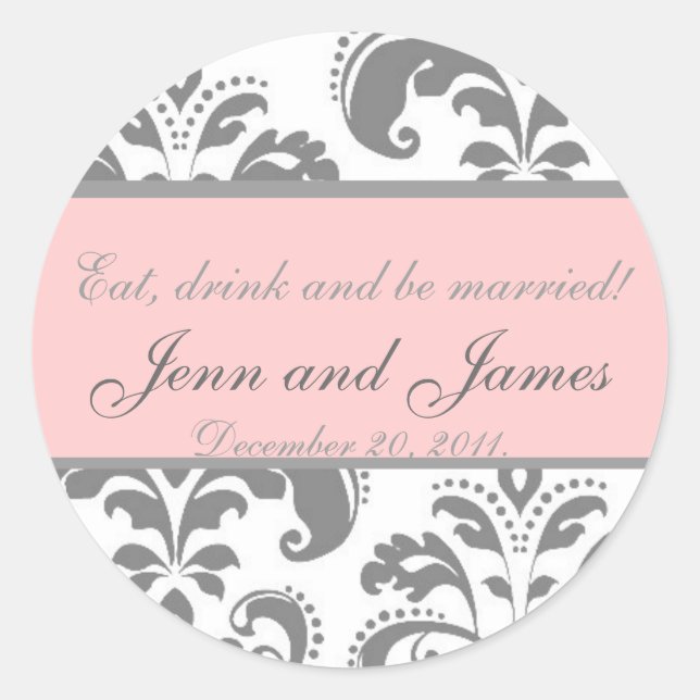 Gastgeschenk Hochzeit Aufkleber essen, trinken und (Vorderseite)