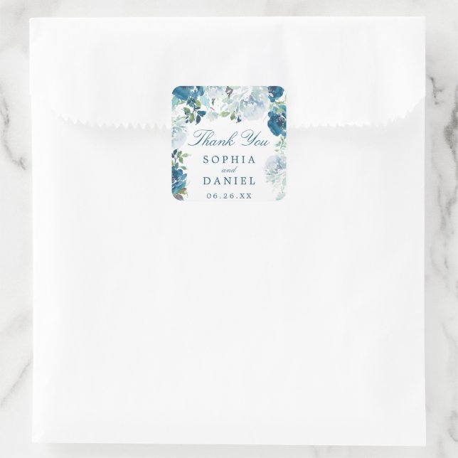 Gastgeschenk Hochzeit-Aufkleber für Mitternacht Quadratischer Aufkleber (Tasche)