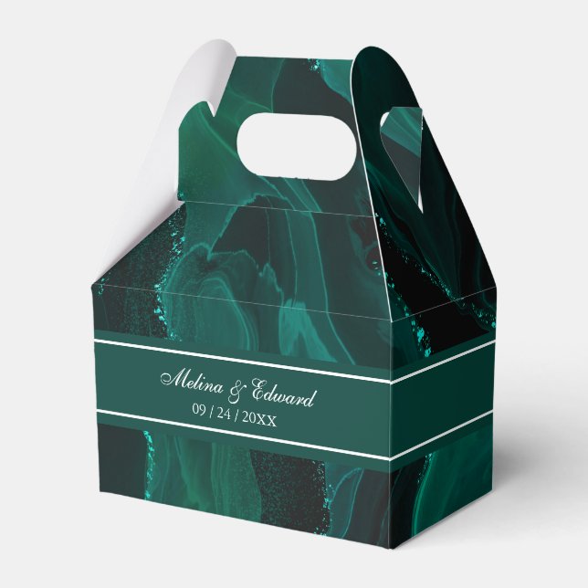 Gastgeschenk Hochzeit aus elegantem grünem Marmor Geschenkschachtel (Vorderseite)