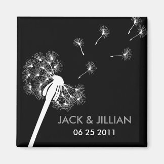 Gastgeschenk Hochzeit aus weißem Löwenzahn Magnet