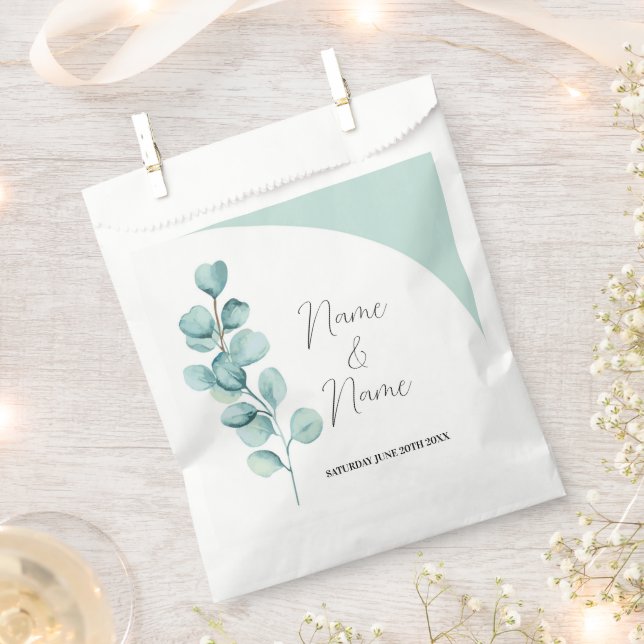 Gastgeschenk Hochzeit Bags Eukalyptus Green Blätte Geschenktütchen (Ausgeschnitten)