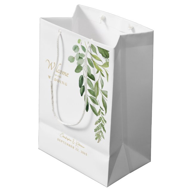 Gastgeschenk Hochzeit Begrüßungsfolien Mittlere Geschenktüte (Rückseite Schrägansicht)