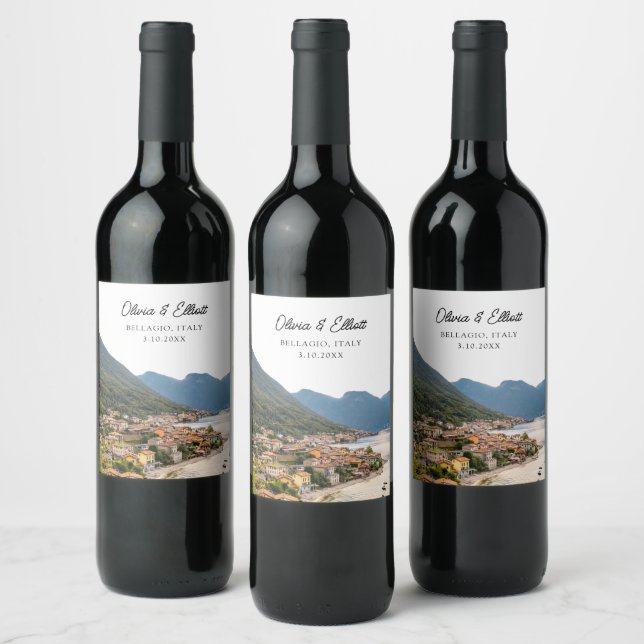 Gastgeschenk Hochzeit Bellagio Italien Personalisi Weinetikett (Flaschen)